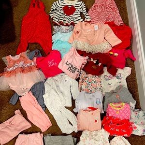30 piece valentines girly 0-3 month clothing lot